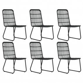 Dining Set Black Poly rattan, powder-coated steel, glas...