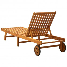 Sunlounger Natural Wood, Black Cushion