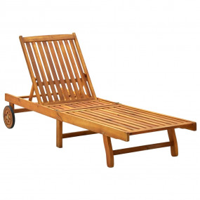 Sun lounger Royal blue Solid acacia wood, 100% polyeste...