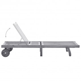 Sunlounger Grey Solid Acacia wood, Polyester 78.7 in lo...