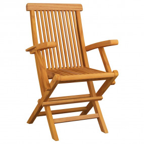 Patio Chair Set of 2 Taupe Fine sanded teak hardwood Me...