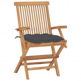 Garden Chair Set of 2 Anthracite Solid Teak Wood Medium