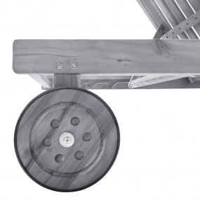 Sunlounger Grey Solid acacia wood Standard size lounger...