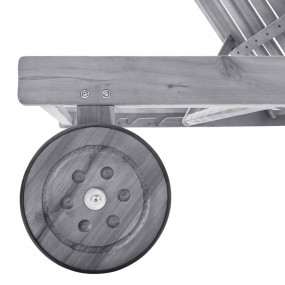 Patio Sun Lounger Grey Solid Acacia wood Extra Long