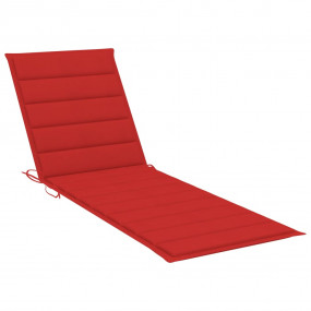 Sunlounger Wooden brown, Red Cushion