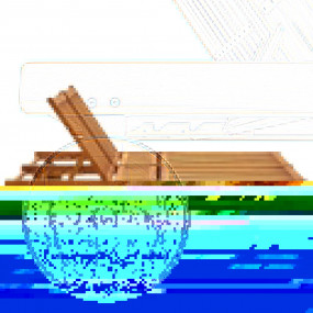 Sun Lounger Black Cushion, Natural Wood