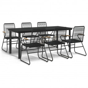 Garden Dining Set Set of 7 Black