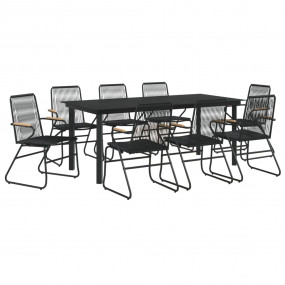 Garden Dining Set Set of 9 Black PVC rattan One size fi...