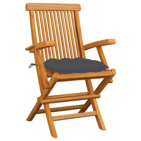 Garden Chair Set of 3 Charcoal cushions, teak wood fram...
