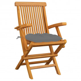 Garden Chair Set of 3 Teak, Grey Solid Teak wood, Polye...