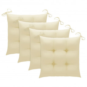 Garden Chair Set of 3 Cream White Teak Wood Foldable