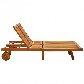 Sunlounger Acacia wood Solid acacia wood Large