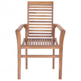 Dining Chair Set of 2 Smooth sanded teak wood with grey...
