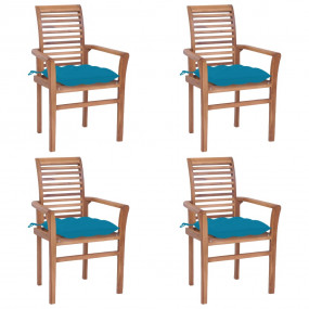 Dining Chair Set of 4 Light Blue Solid teak wood Standa...