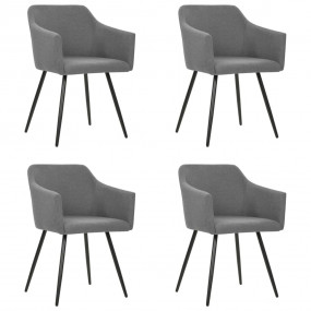 Dining Chair Set of 4 Light Grey Fabric (100% polyester...