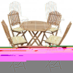 Outdoor Dining Set Cream, Natural Bamboo Bamboo, Polyes...
