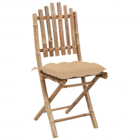 Patio Dining Set Set of 4 Beige Bamboo and polyester Me...