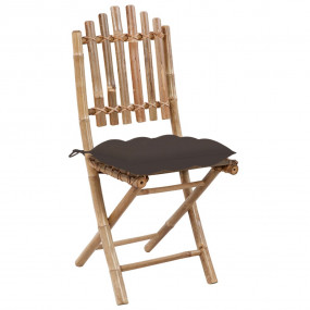 Patio Chair Set 2 Natural Bamboo Compact Foldable Foldi...