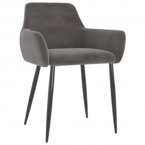 Dining Chair Set of 4 Dark Grey Velvet (100% polyester)...