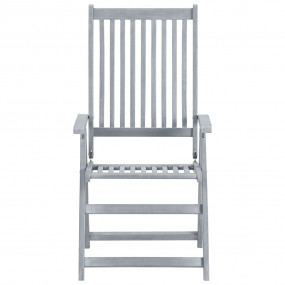 Patio Chair Set of 6 Gray Solid acacia wood, 100% polye...