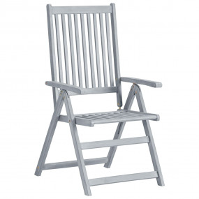 Garden Chair Set of 6 Grey Solid acacia wood Medium Fol...
