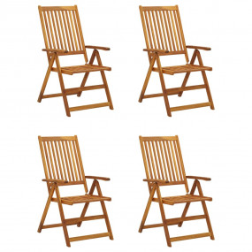 Garden Chair Set of 4 Beige Solid acacia wood Standard ...