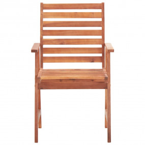 Outdoor Chair Set of 2 Beige Cushion, Brown Wood