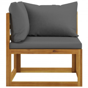 Garden Bench Dark gray cushions, Natural wood
