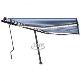Retractable Awning Blue and White Aluminum frame, Polye...
