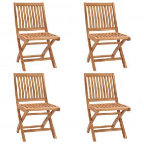 Patio Chair Set of 4 Teak wood - Brown Solid teak wood ...