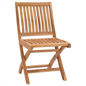 Patio Chair Set of 4 Green Solid Teak Wood Compact Fold...