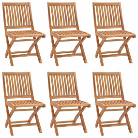 Garden Chair Set of 6 Natural teak and anthracite cushi...