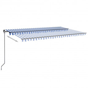 Retractable Awning Blue and White Aluminum frame