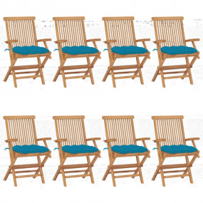 Patio Chair Set of 8 Light blue, Teak
