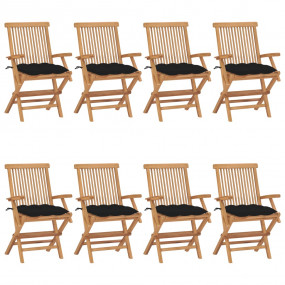 Patio Chair Set of 8 Teak Wood Solid Teak Standard Fold...