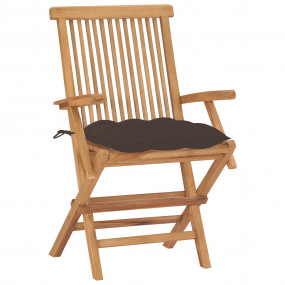 Patio Chair Set of 8 Taupe Teak Wood, Polyester Medium ...