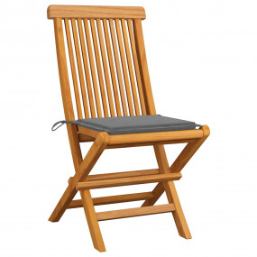 Garden Chair Set of 8 Natural Teak, Grey