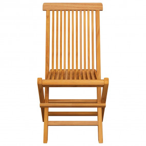 Patio Chair Set of 8 Taupe Solid Teak Wood Medium Folda...