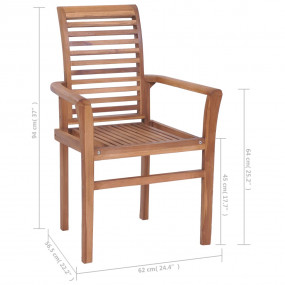 Dining Chair Set of 8 Warm Brown Solid Teak Wood Mid St...