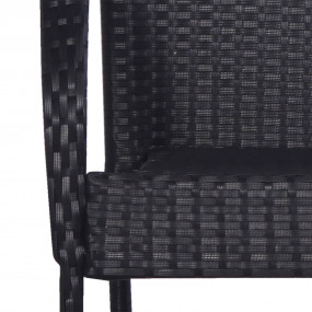 Dining Set Black Solid acacia wood and PE rattan Large ...