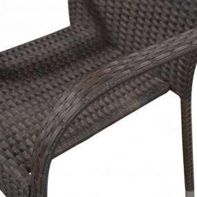 Dining Set Brown PE rattan Large Stackable Dining Set
