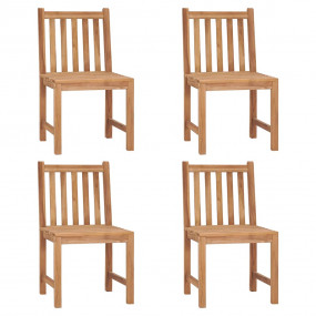 Patio Chair Set of 4 Teak Solid Teak Wood Standard Dura...