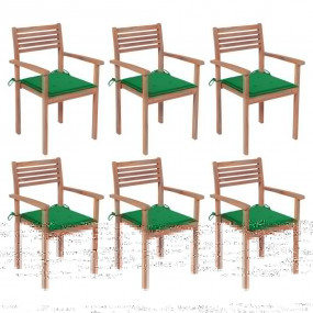 Patio Chair Set of 6 Natural Teak Teak wood Standard St...
