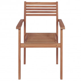 Stackable Chair Set of 6 Teak Solid Teak Wood Medium St...