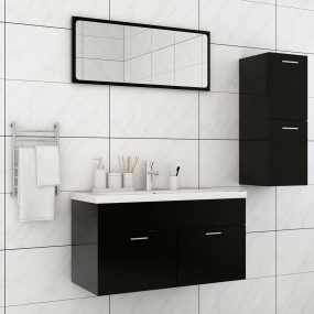 Bathroom Furniture Set Black Engineered wood, acrylic 3...