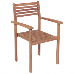 Patio Chair Set of 6 Wood color, Blue cushions