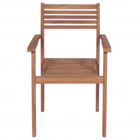 Stackable Chair Set of 8 Warm Teak Teak wood Standard S...