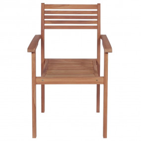 Stackable Chair Set of 8 Teak Medium Stackable Rectangu...