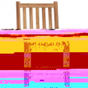 Patio Chair Set of 6 Natural wood and red cushions