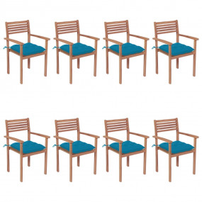 Patio Chair Set of 8 Teak Solid Teak Wood Standard Stac...